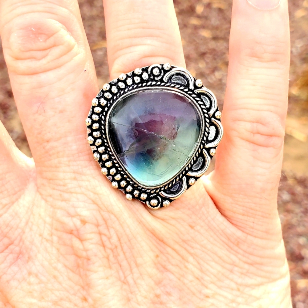 New Fluorite 925 Silver Ring.